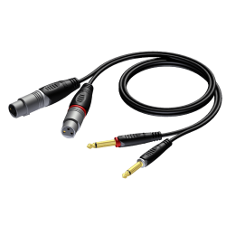 PROCAB REF707/1.5-H 2 x złącze żeńskie XLR – 2 x wtyk mono 6,3 mm, 1,5 m – wieszak